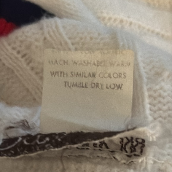 VINTAGE Brownstone Studio Red White Blue Preppy Cardigan Cable Knit Sweater Sz M - Picture 6 of 7